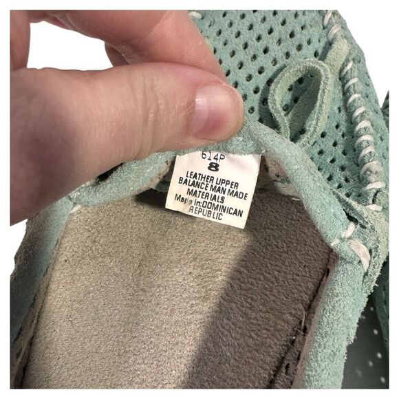 Minnetonka Lisa Slip On Moccasins Loafers Mint Green Perforated Suede Womens 8 - Picture 4 of 4